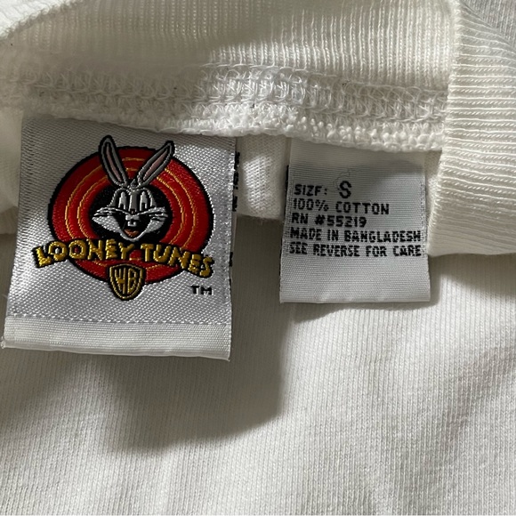 VINTAGE Looney Tunes Shirt Adult Small White Tweety Bird Embroidered Henley Mens - Picture 3 of 13